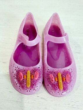 Old Navy Pink Glitter Butterfly Jelly Mary Jane Sandals
